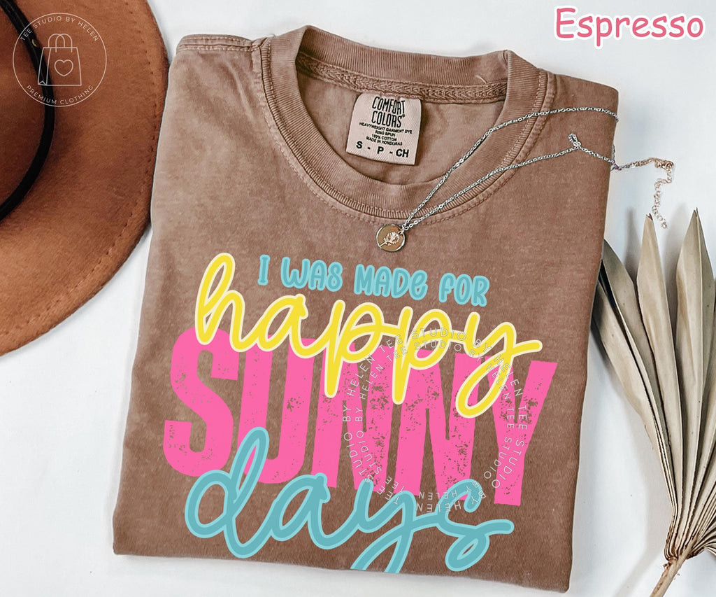 Comfort Colors® Happy Sunny Days Shirt, Retro Summer Shirt for Women, Beach Vacation Shirt, Trendy Spring Graphic Tee, Sunshine Shirt