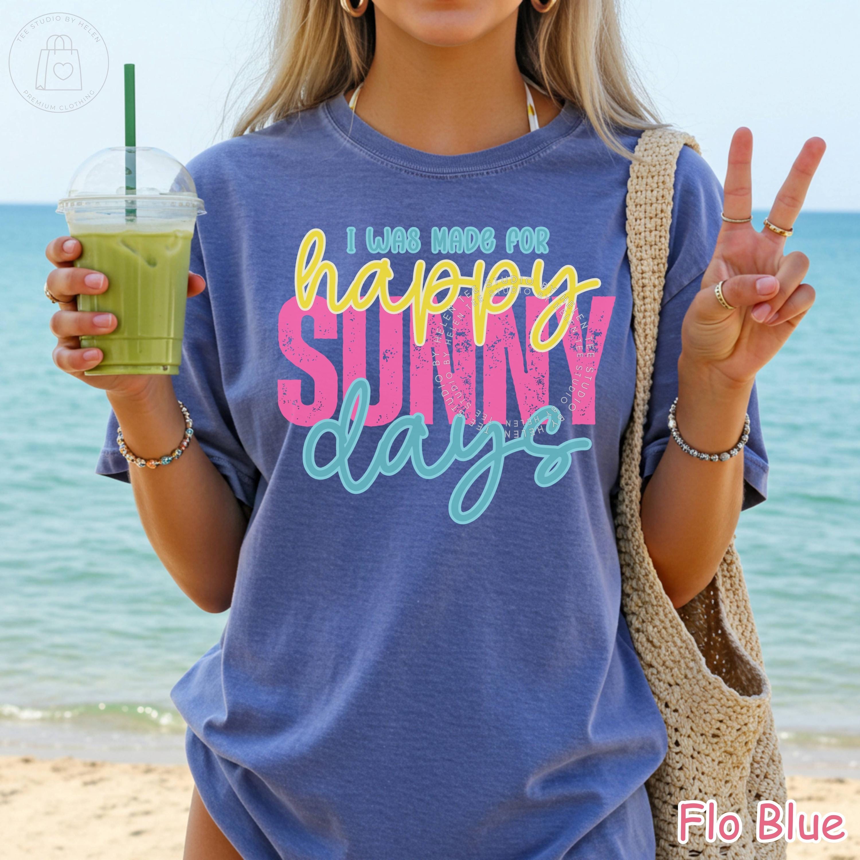 Comfort Colors® Happy Sunny Days Shirt, Retro Summer Shirt for Women, Beach Vacation Shirt, Trendy Spring Graphic Tee, Sunshine Shirt