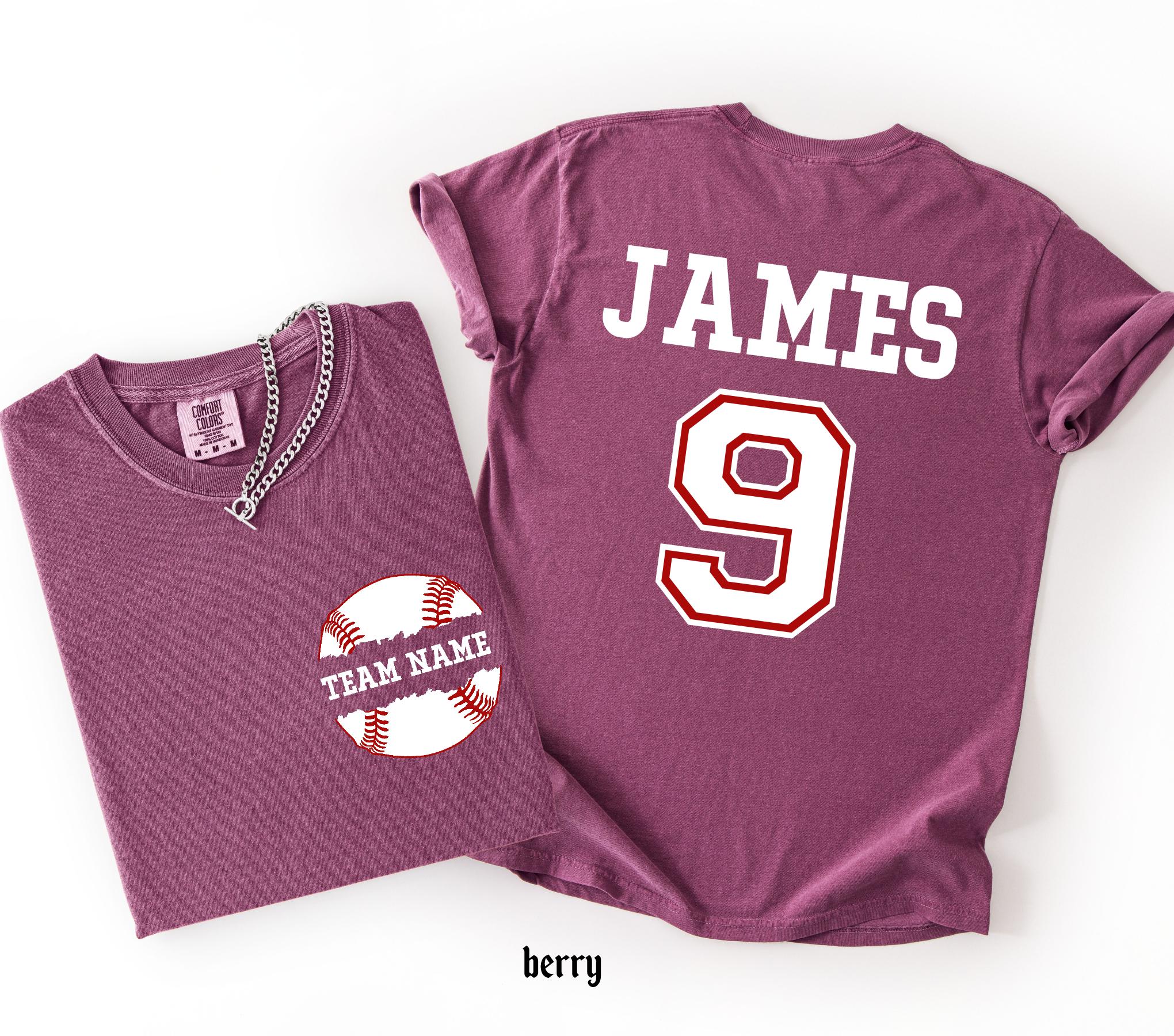 Custom Baseball Number and Name Comfort Colors© T-shirt, Baseball Mom Game Day Tee, Personalized Baseball Player Mascot Jersey