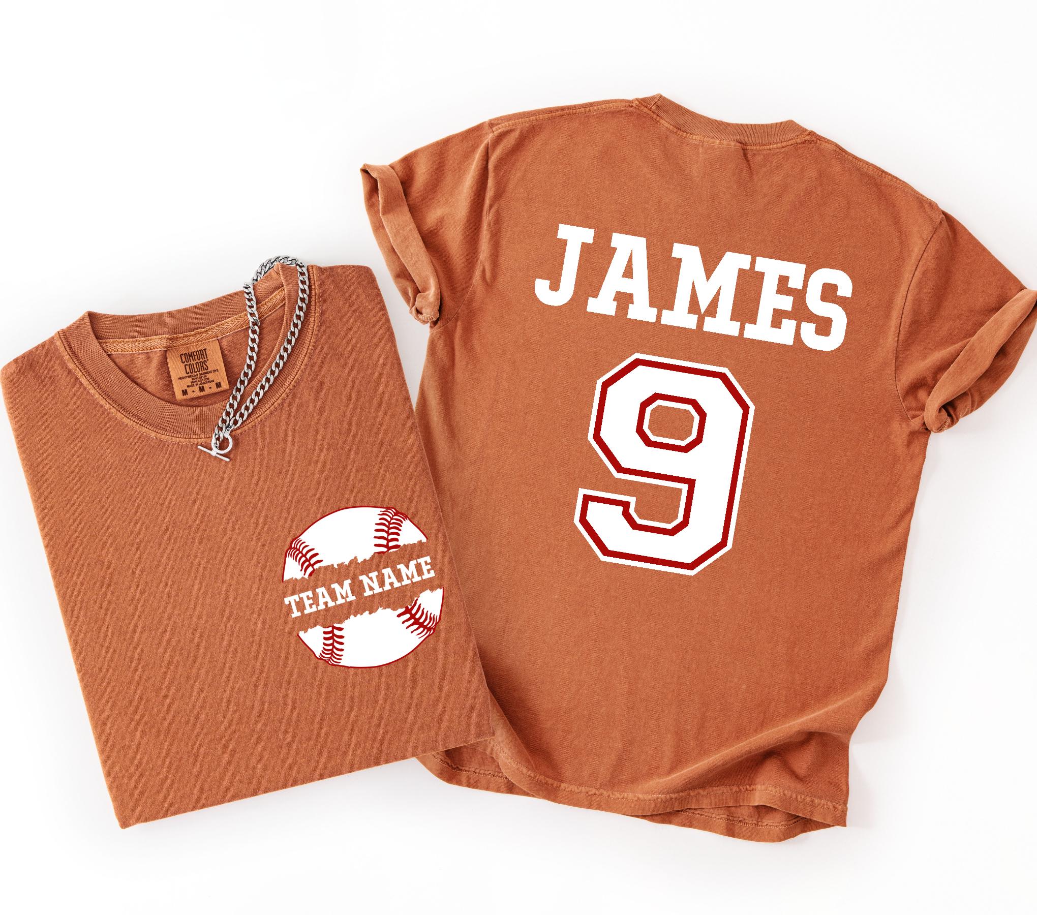 Custom Baseball Number and Name Comfort Colors© T-shirt, Baseball Mom Game Day Tee, Personalized Baseball Player Mascot Jersey