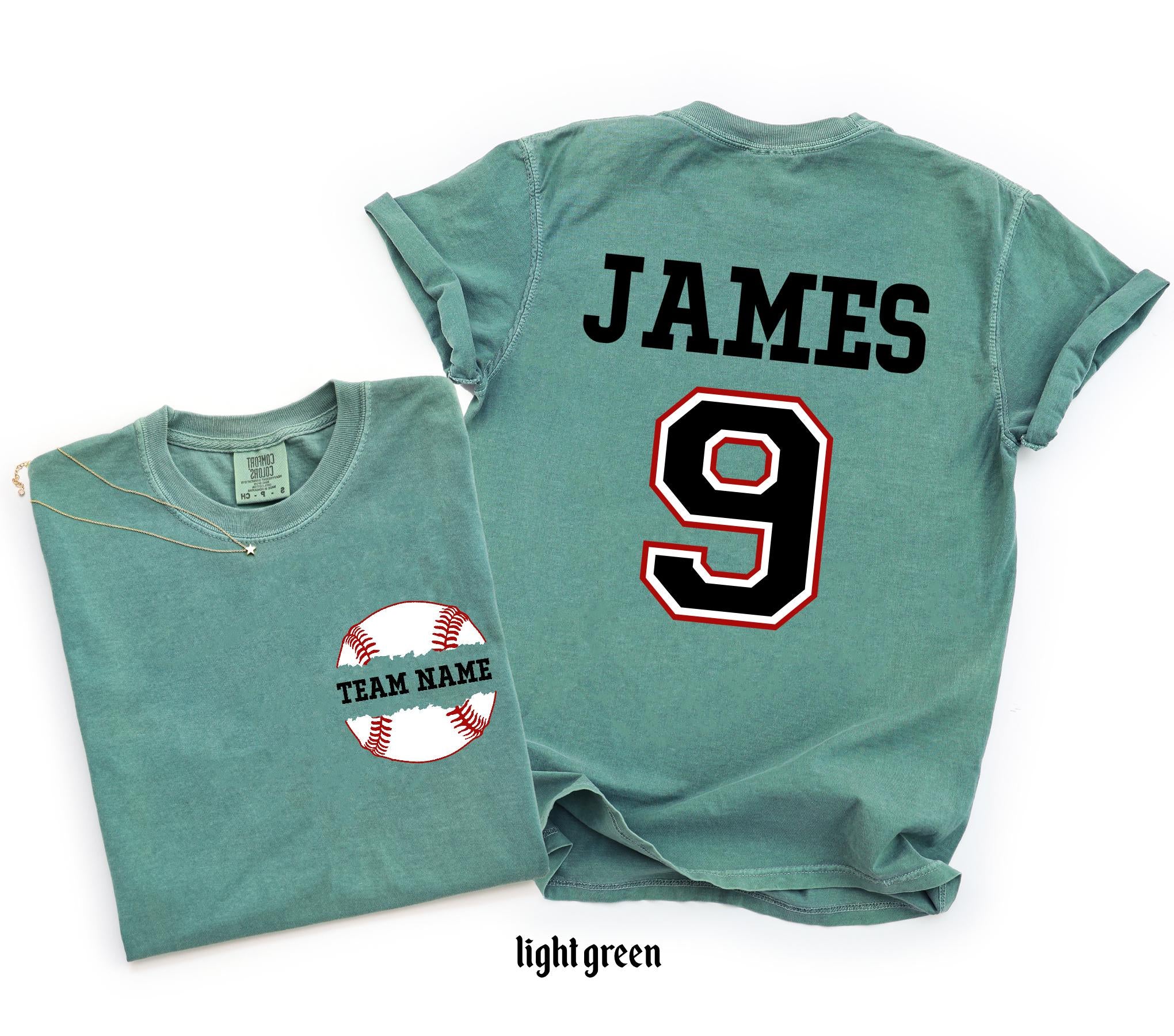 Custom Baseball Number and Name Comfort Colors© T-shirt, Baseball Mom Game Day Tee, Personalized Baseball Player Mascot Jersey