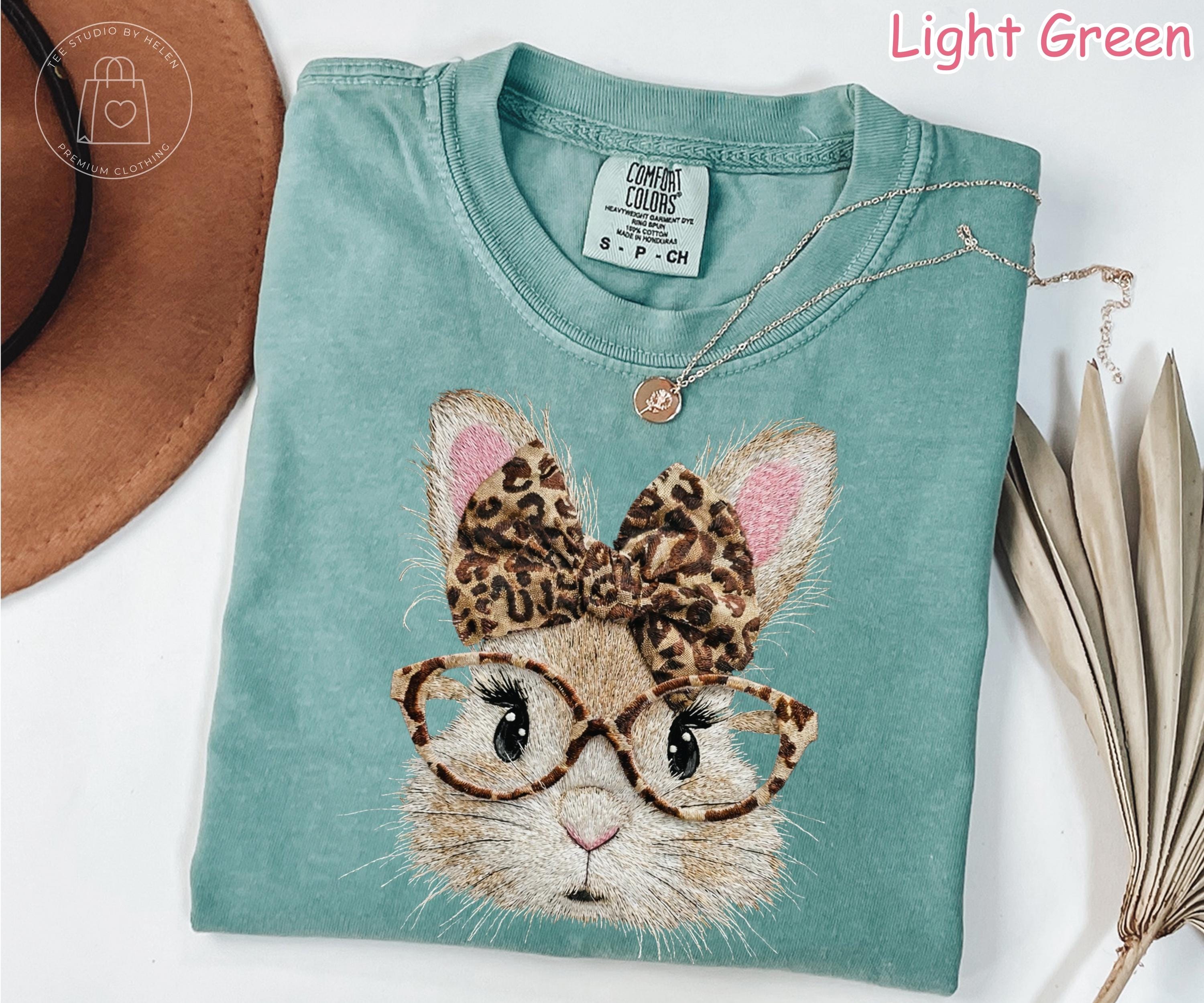 Comfort Colors® Happy Easter Bunny Shirt, Retro Leopard Bunny Tee, Coquette Easter Bunny T-Shirt, Trendy Easter Day Gift, Spring Women Tee