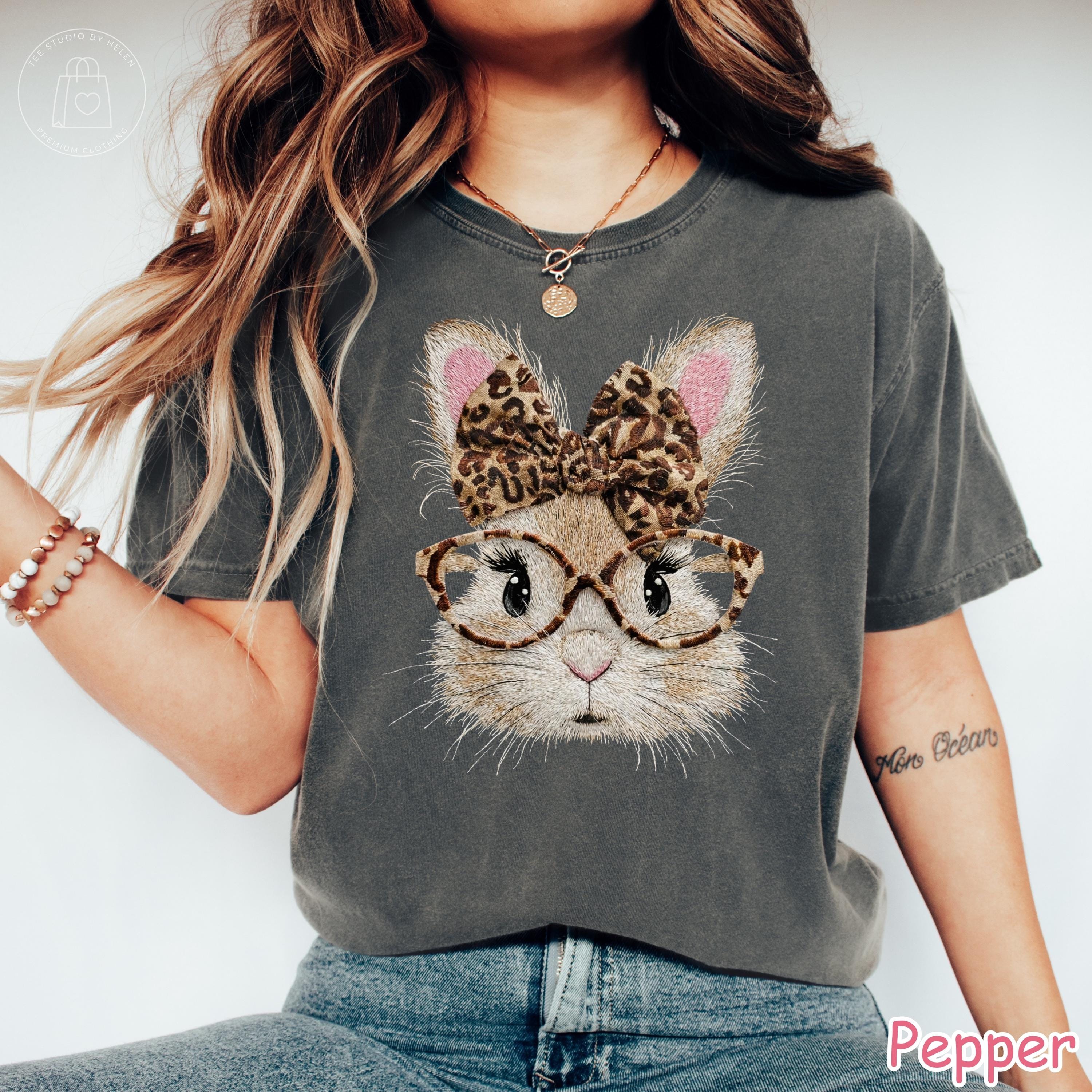Comfort Colors® Leopard Bunny Shirt, Coquette Easter Shirt, Spring Women Tee, Trendy Easter Day Gift, Retro Happy Easter Bunny T-Shirt