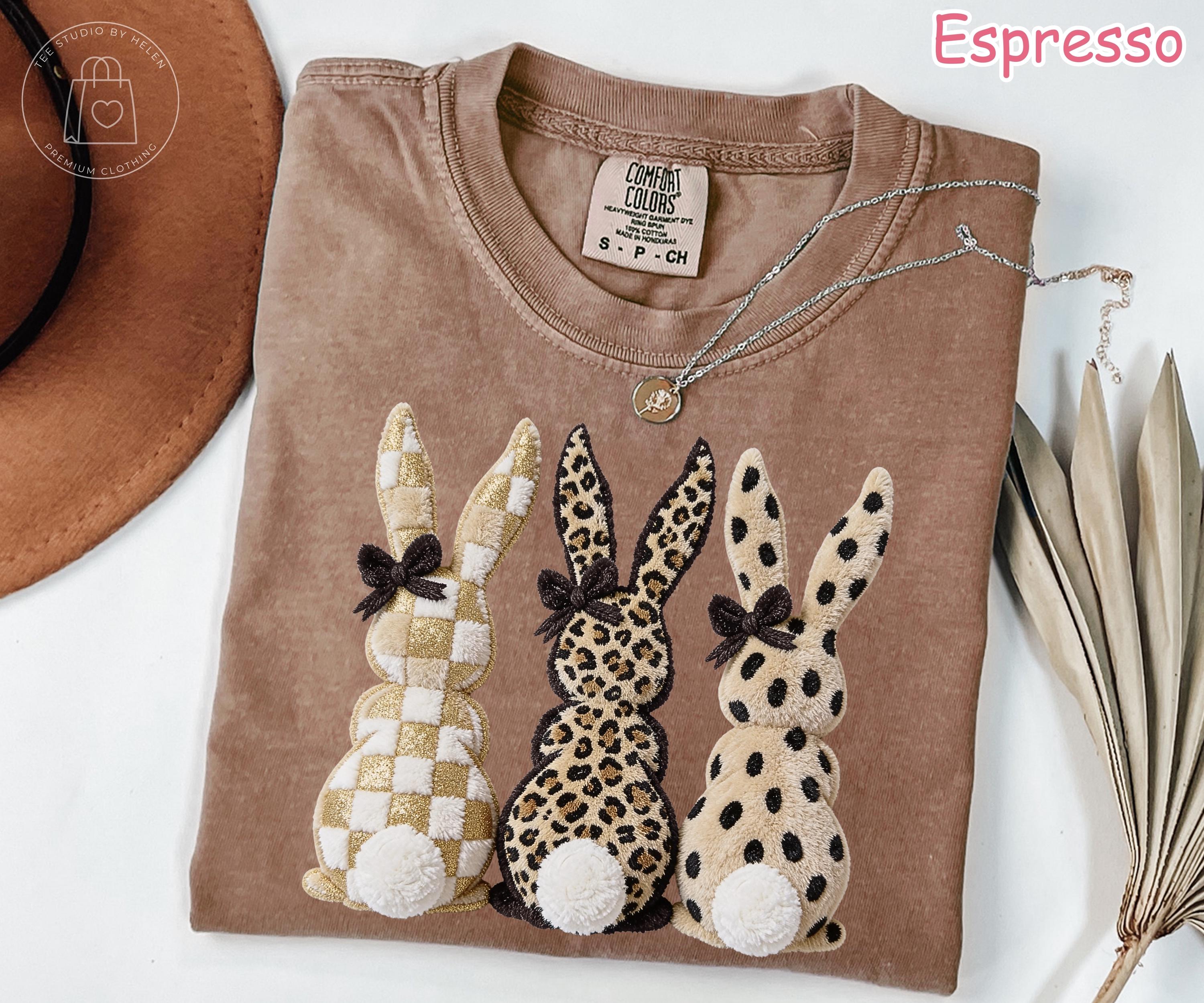 Comfort Colors® Leopard Bunny Shirt, Faux Patchwork Bunny Shirt, Cheetah Plaid Easter Bunny Tee, Coquette Bow Rabbit Shirt, Easter Gift