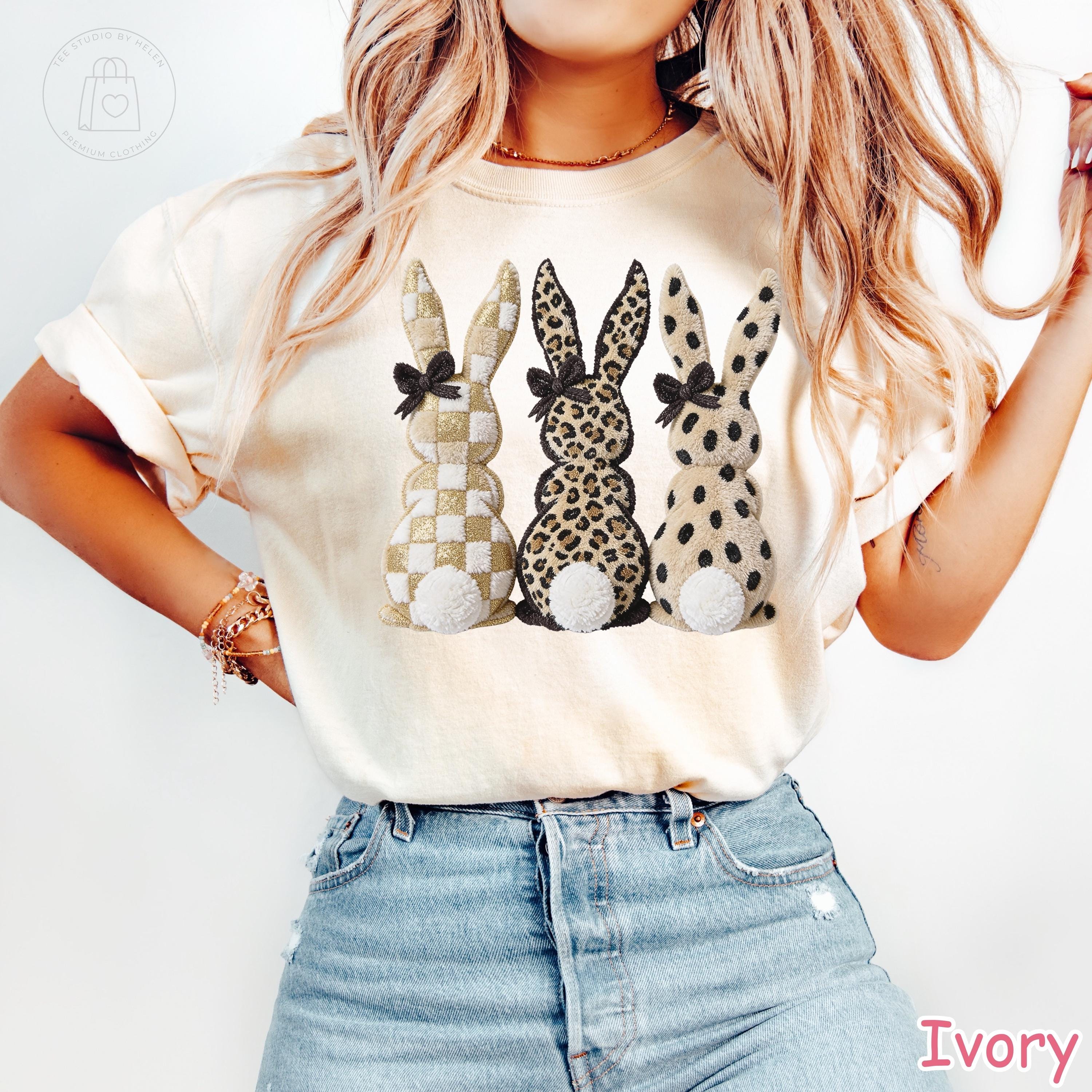 Comfort Colors® Leopard Bunny Shirt, Faux Patchwork Bunny Shirt, Cheetah Plaid Easter Bunny Tee, Coquette Bow Rabbit Shirt, Easter Gift