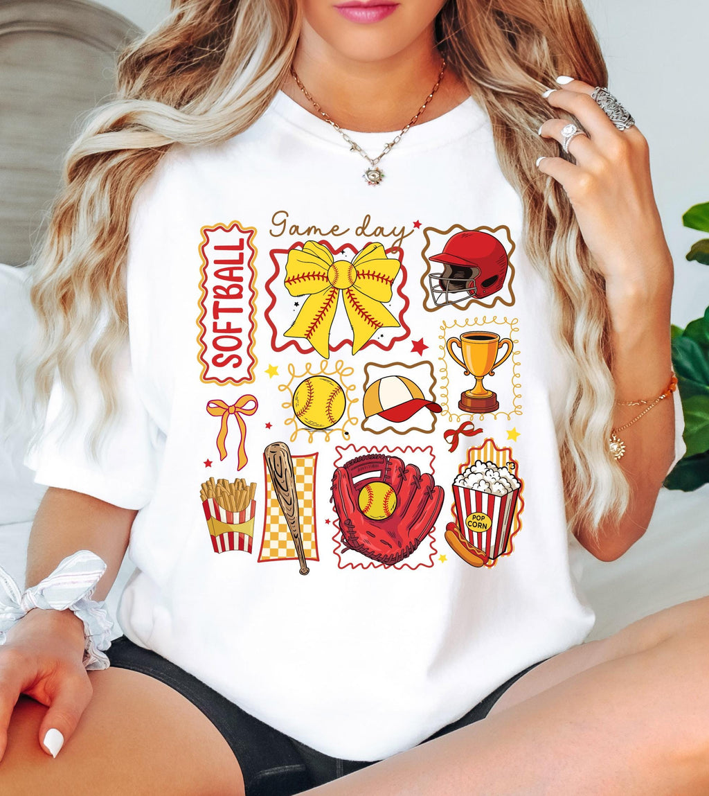 Softball Mom Comfort Colors Shirt, Softball Mama Gift, Game Day Softball Tee, Girly Softball Tee, Softball Sister T-Shirt, Retro Sports Top