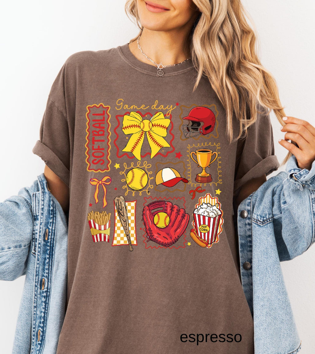 Softball Mom Comfort Colors Shirt, Softball Mama Gift, Game Day Softball Tee, Girly Softball Tee, Softball Sister T-Shirt, Retro Sports Top