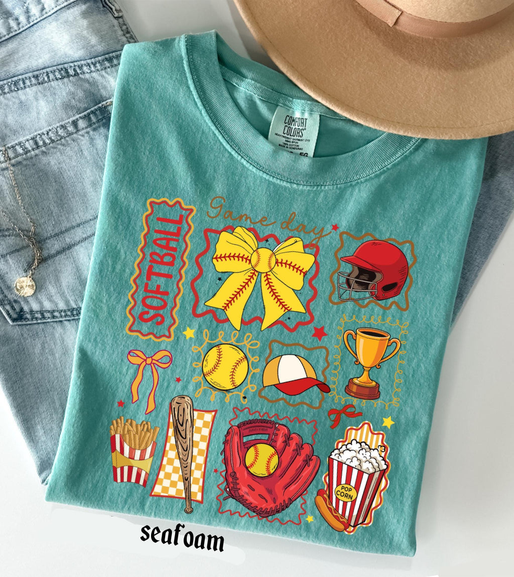 Softball Mom Comfort Colors Shirt, Softball Mama Gift, Game Day Softball Tee, Girly Softball Tee, Softball Sister T-Shirt, Retro Sports Top