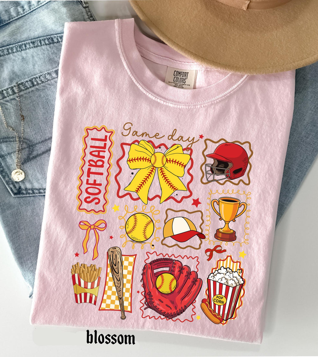 Softball Mom Comfort Colors Shirt, Softball Mama Gift, Game Day Softball Tee, Girly Softball Tee, Softball Sister T-Shirt, Retro Sports Top