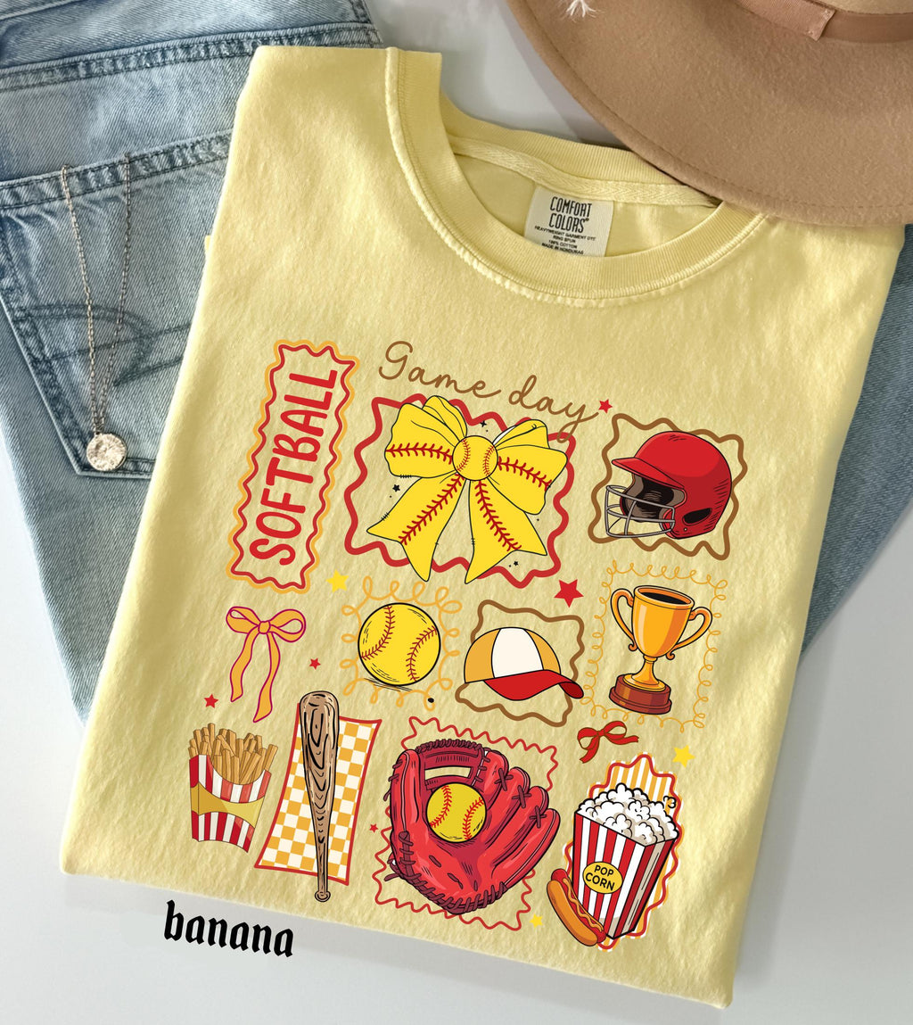 Softball Mom Comfort Colors Shirt, Softball Mama Gift, Game Day Softball Tee, Girly Softball Tee, Softball Sister T-Shirt, Retro Sports Top