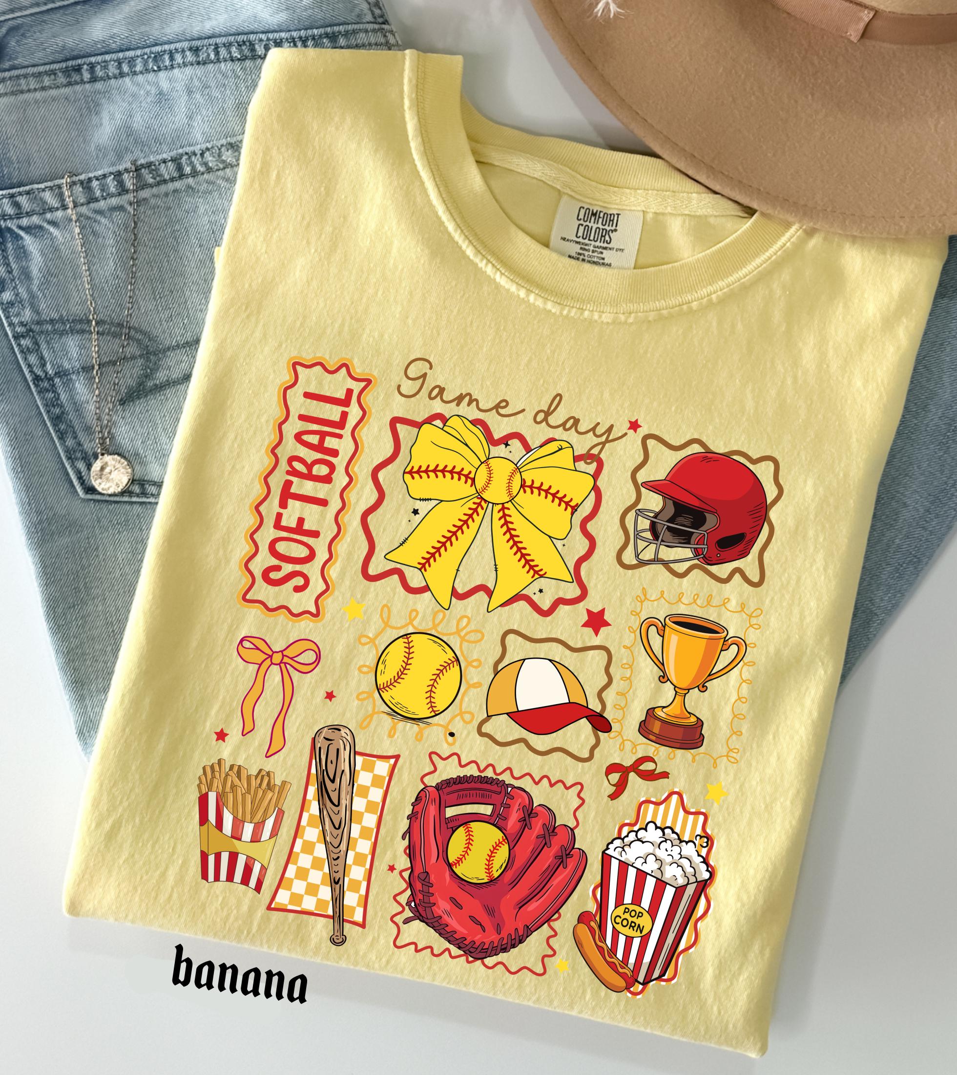 Softball Mom Comfort Colors Shirt, Softball Mama Gift, Game Day Softball Tee, Girly Softball Tee, Softball Sister T-Shirt, Retro Sports Top