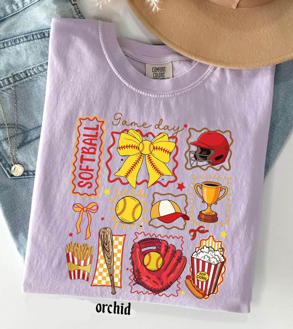 Softball Mom Comfort Colors Shirt, Softball Mama Gift, Game Day Softball Tee, Girly Softball Tee, Softball Sister T-Shirt, Retro Sports Top
