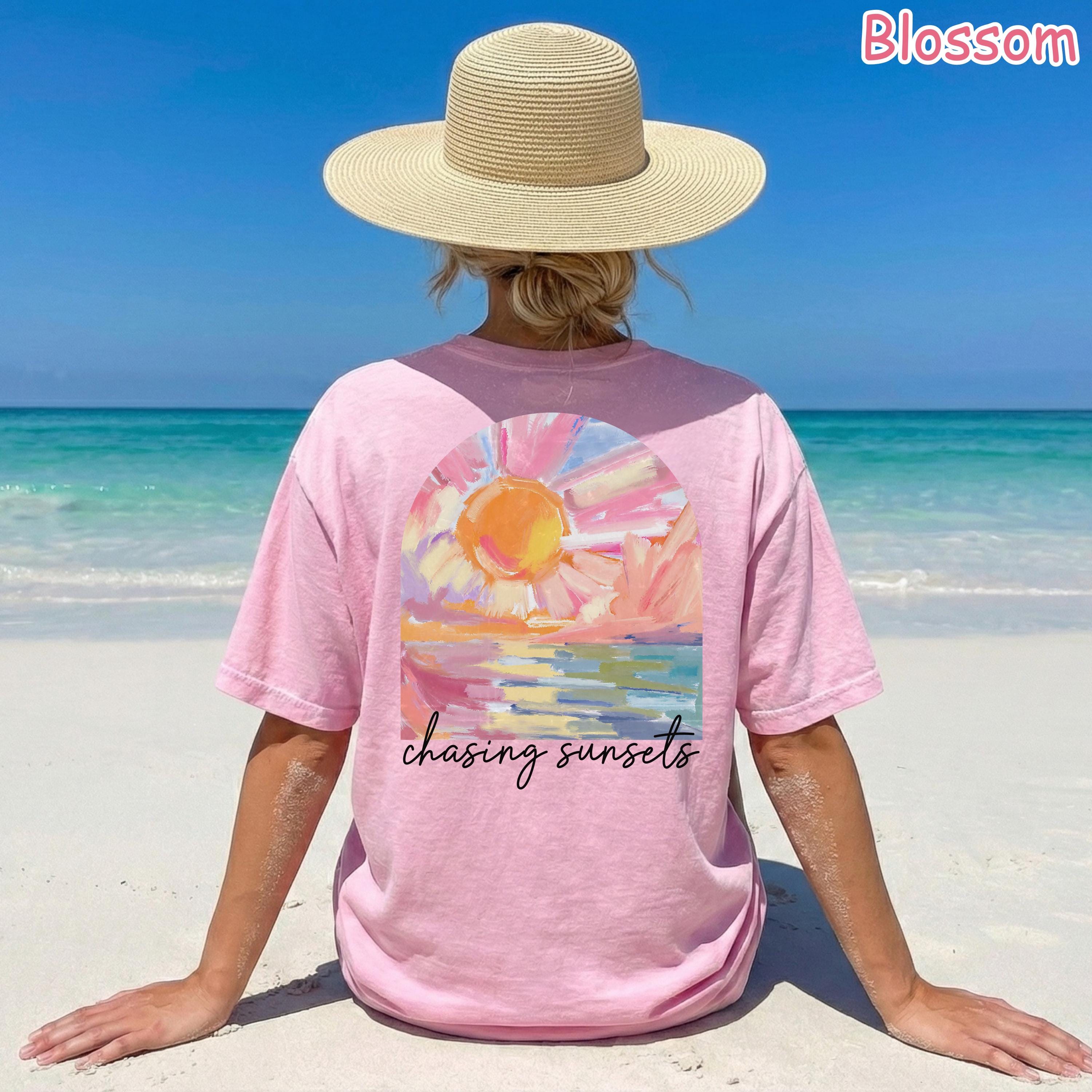 Comfort Colors® Chasing Sunsets Shirt, Summer Beach Shirt, Summer Aesthetic Shirt,  Trendy Vacation Shirt Boho Summer Vibes Tee Sunset Lover