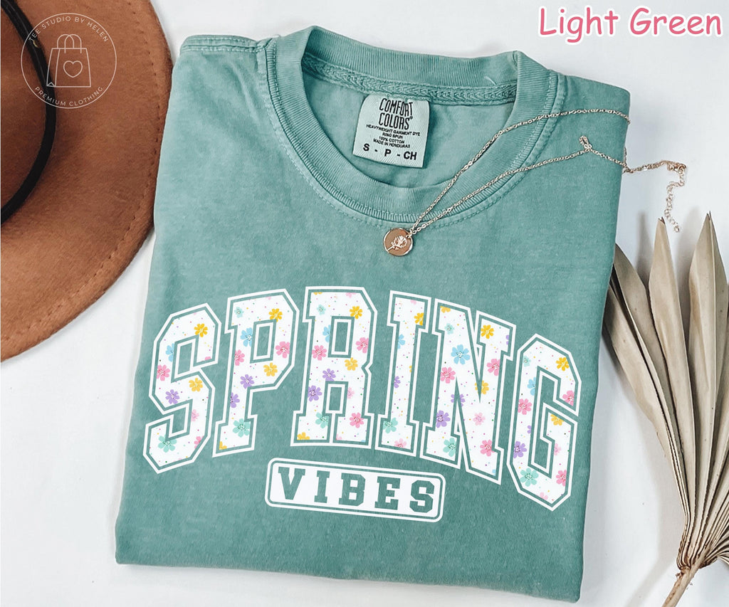 Comfort Colors® Spring Vibes Shirt, Floral Spring Shirt, Spring Season Graphic Tee, Cute Easter Spring Shirt, Womens Spring Aesthetic Tee