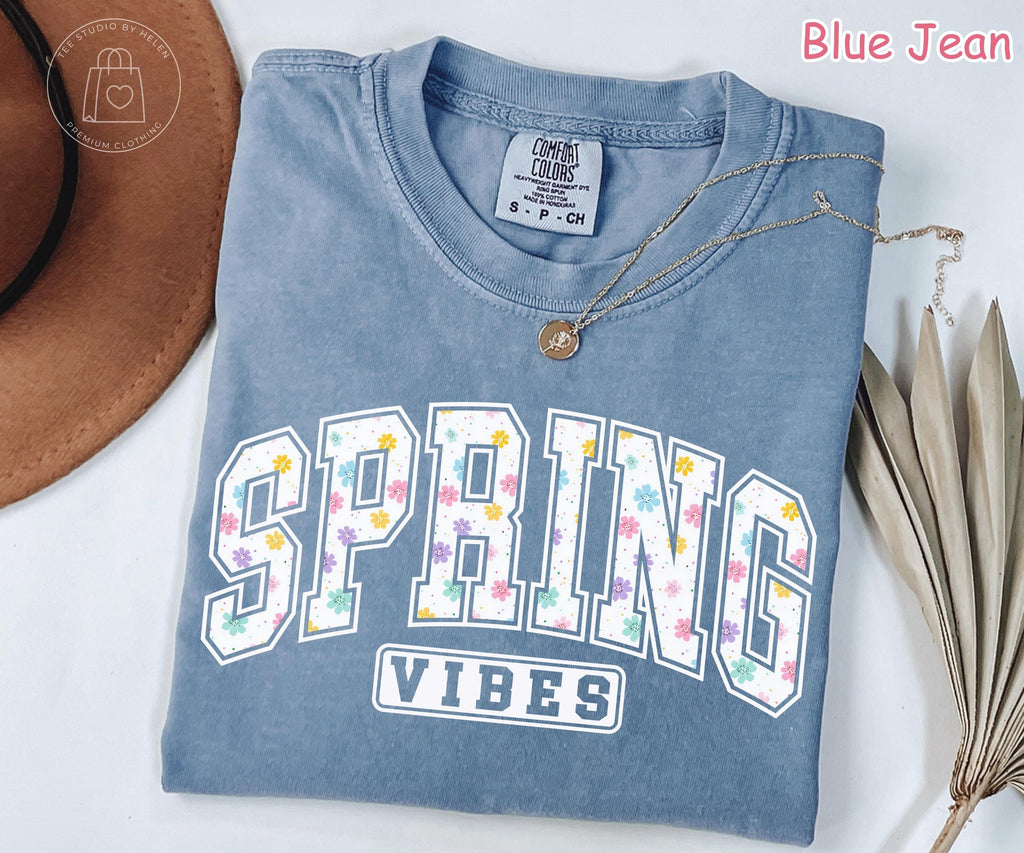 Comfort Colors® Spring Vibes Shirt, Floral Spring Shirt, Spring Season Graphic Tee, Cute Easter Spring Shirt, Womens Spring Aesthetic Tee