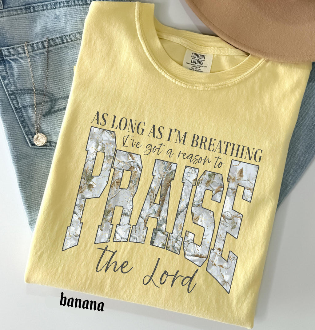 Comfort Colors© Christian Shirt: As Long As I'm Breathing I've Got a Reason To Praise, Praise the Lord Shirt, Brandon Lake Elevation Worship