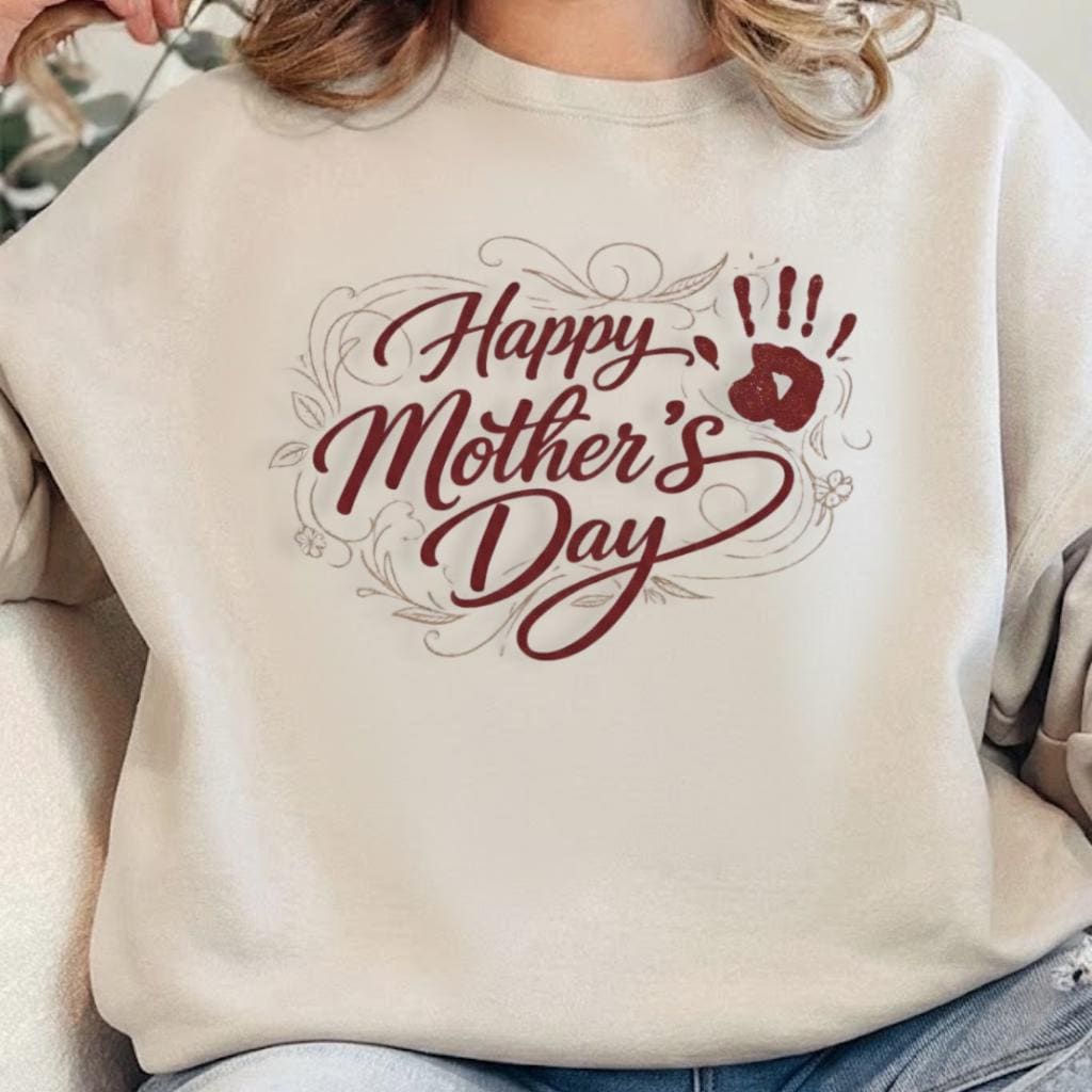Happy Mother's Day Sweatshirt, Handprint Mama Shirt, Mothers Day Gift, Grandma Hoodie, First Mother's Day Tshirt, Mom Life Pullover Crewneck