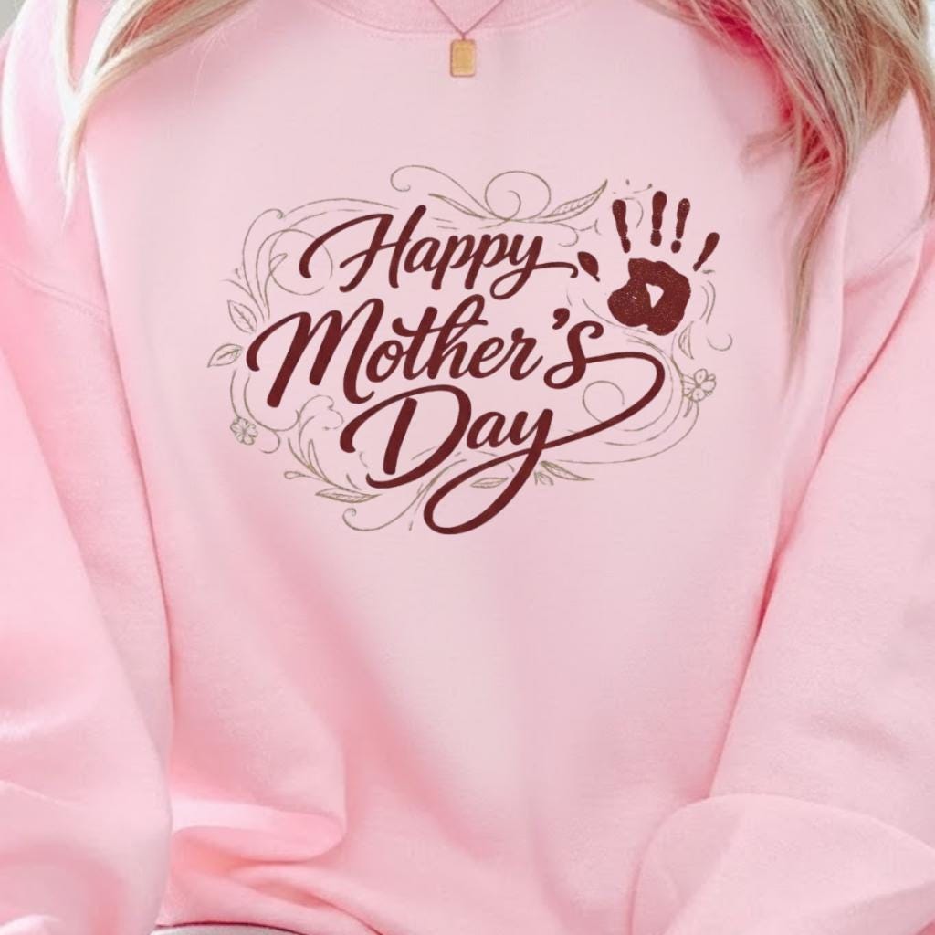 Happy Mother's Day Sweatshirt, Handprint Mama Shirt, Mothers Day Gift, Grandma Hoodie, First Mother's Day Tshirt, Mom Life Pullover Crewneck