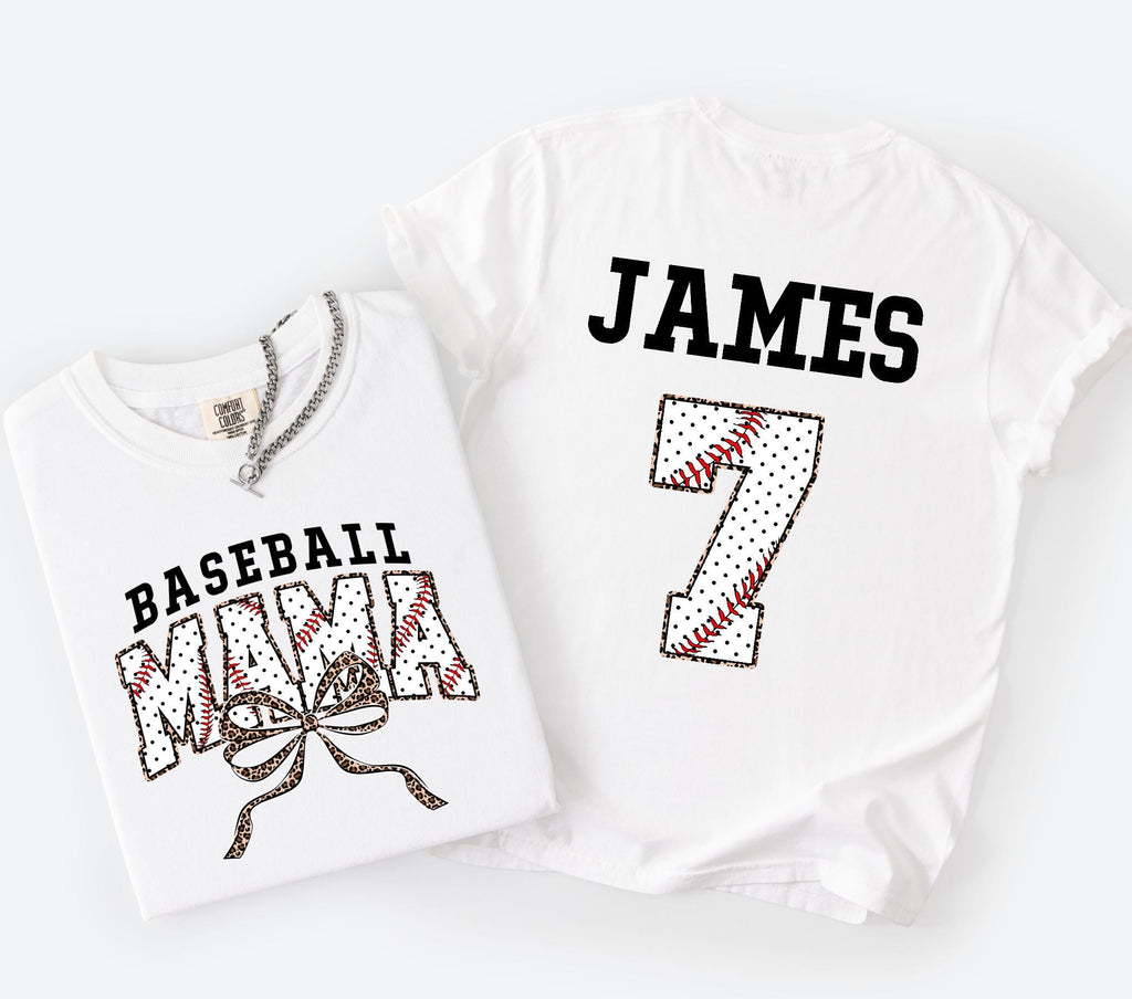 Customized Baseball Mom Comfort Colors Shirt, Personalized Game Day T-Shirt, Your Name Number Baseball Shirt, Baseball Player Sports Mom Tee