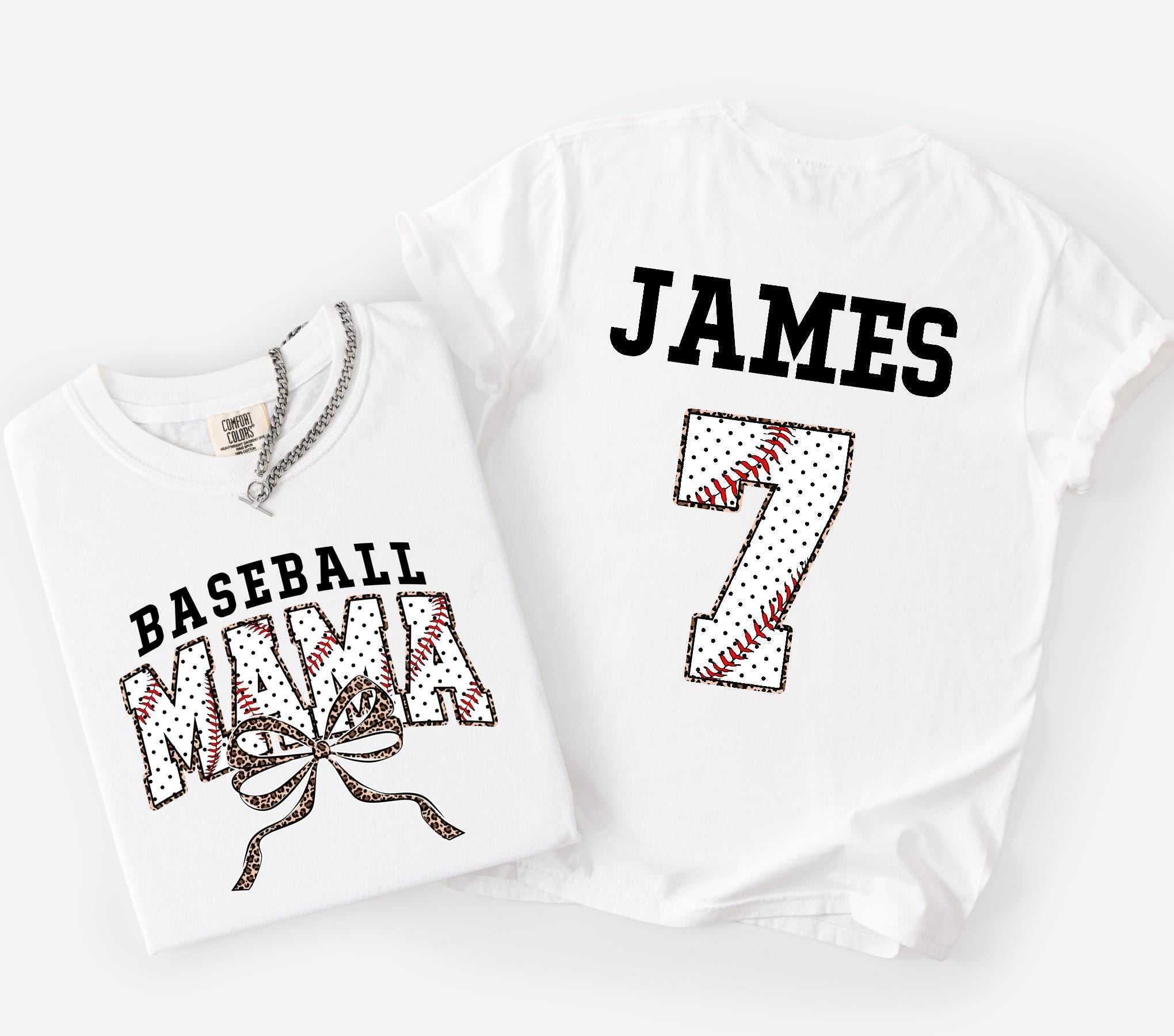 Customized Baseball Mom Comfort Colors Shirt, Personalized Game Day T-Shirt, Your Name Number Baseball Shirt, Baseball Player Sports Mom Tee