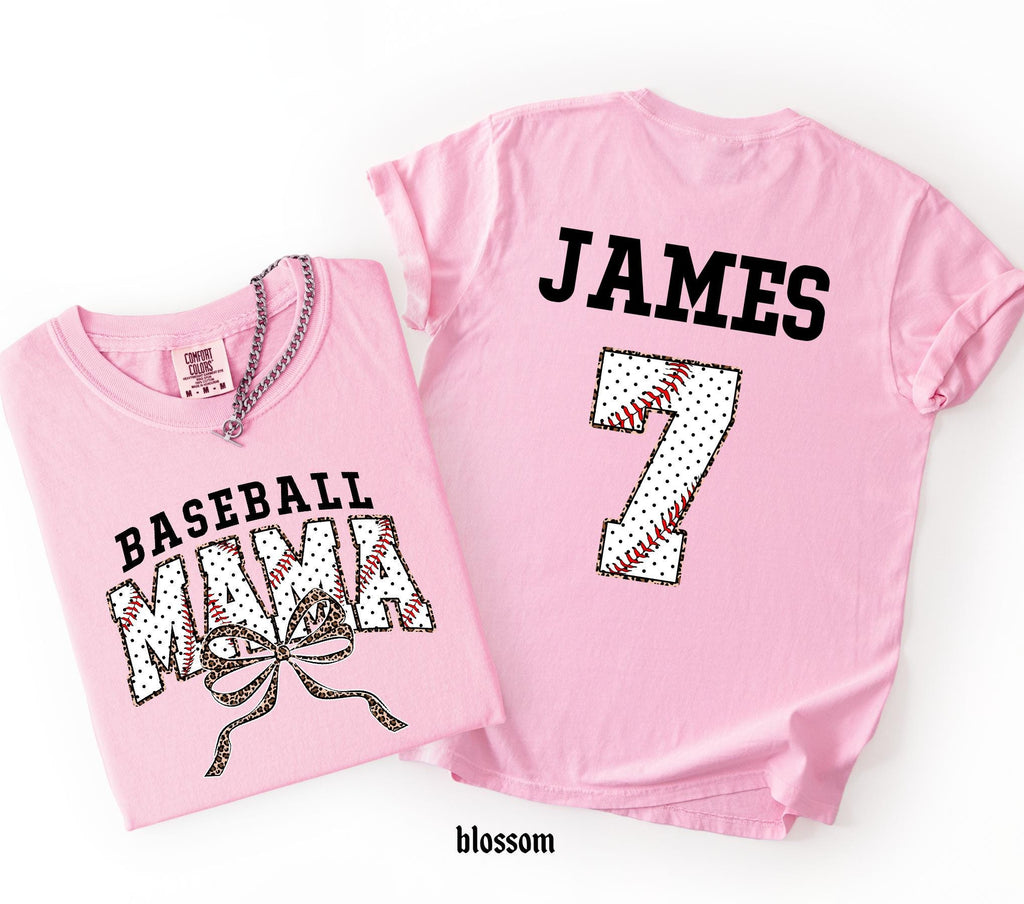 Customized Baseball Mom Comfort Colors Shirt, Personalized Game Day T-Shirt, Your Name Number Baseball Shirt, Baseball Player Sports Mom Tee