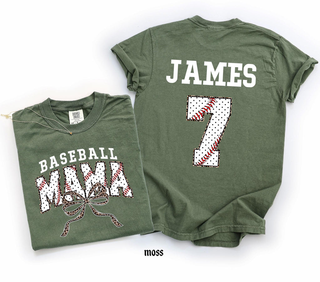 Customized Baseball Mom Comfort Colors Shirt, Personalized Game Day T-Shirt, Your Name Number Baseball Shirt, Baseball Player Sports Mom Tee