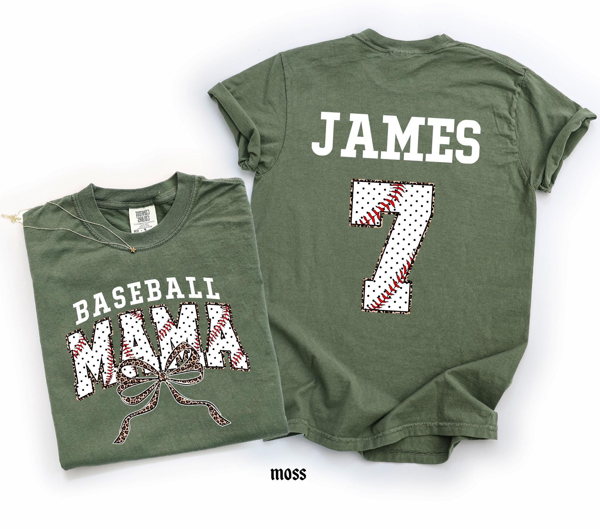 Customized Baseball Mom Comfort Colors Shirt, Personalized Game Day T-Shirt, Your Name Number Baseball Shirt, Baseball Player Sports Mom Tee