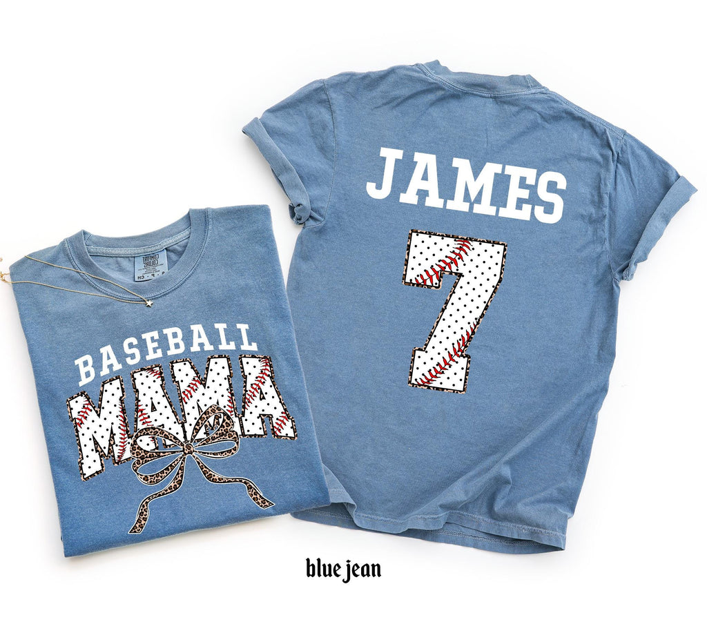 Customized Baseball Mom Comfort Colors Shirt, Personalized Game Day T-Shirt, Your Name Number Baseball Shirt, Baseball Player Sports Mom Tee