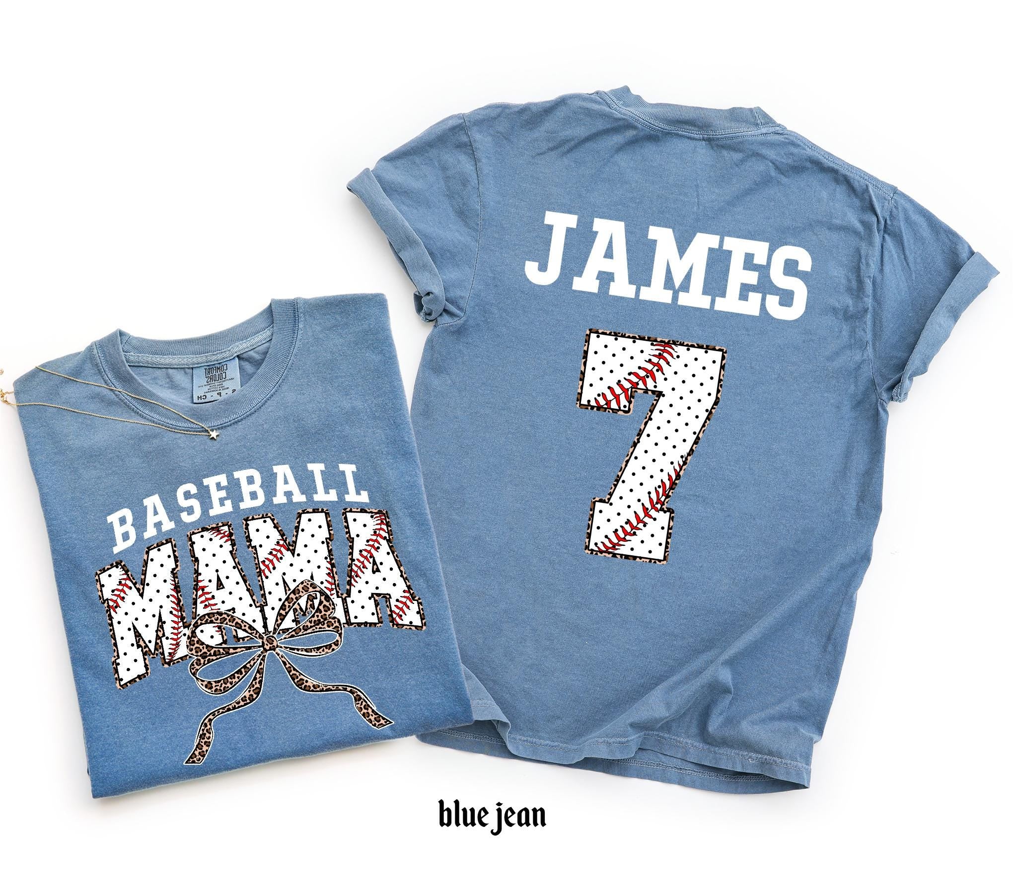 Customized Baseball Mom Comfort Colors Shirt, Personalized Game Day T-Shirt, Your Name Number Baseball Shirt, Baseball Player Sports Mom Tee