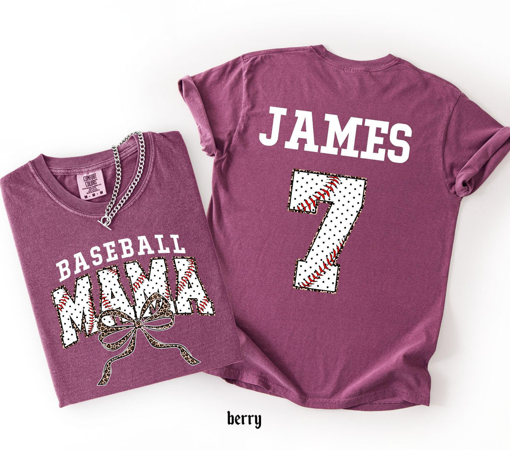 Customized Baseball Mom Comfort Colors Shirt, Personalized Game Day T-Shirt, Your Name Number Baseball Shirt, Baseball Player Sports Mom Tee