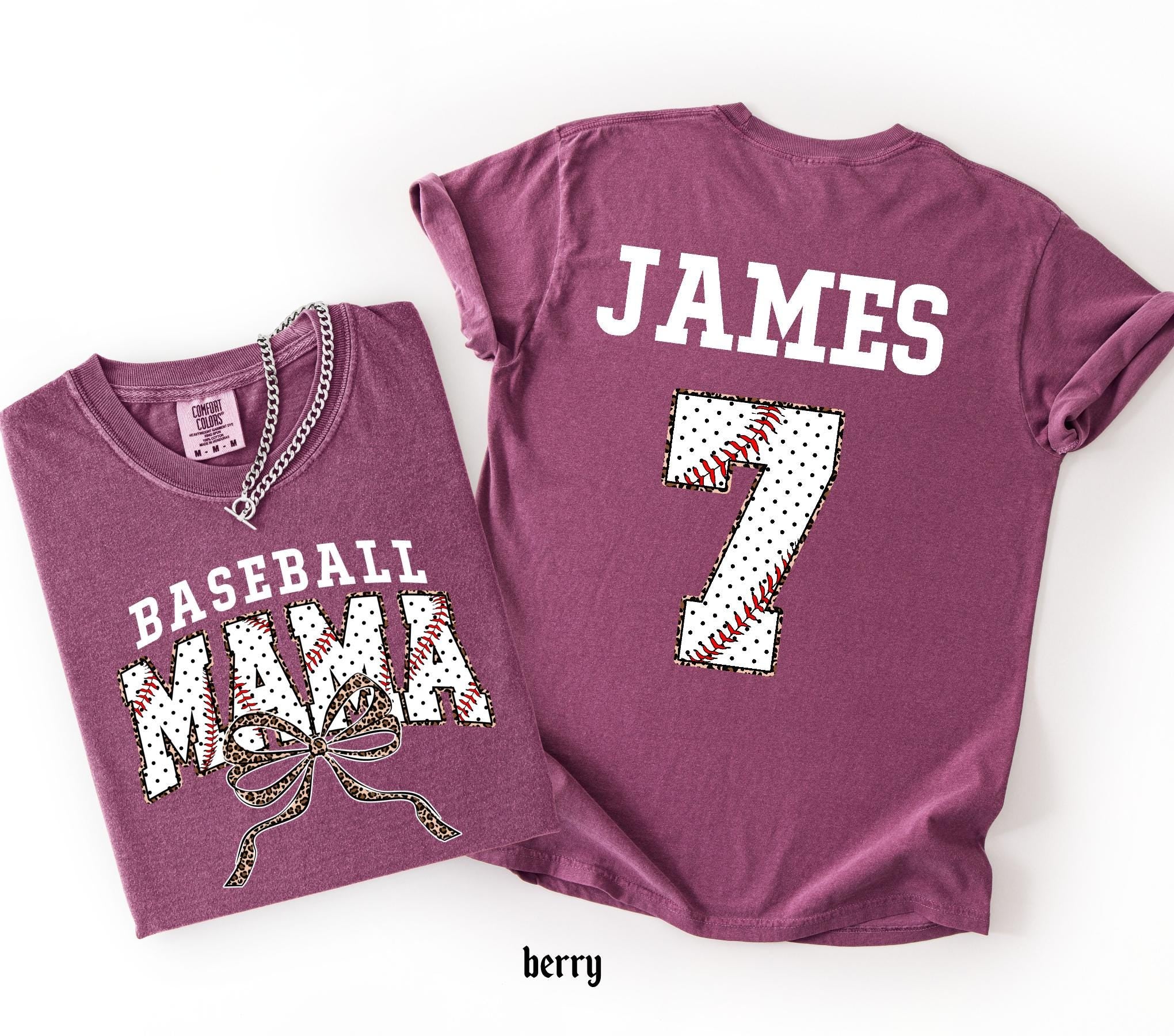 Customized Baseball Mom Comfort Colors Shirt, Personalized Game Day T-Shirt, Your Name Number Baseball Shirt, Baseball Player Sports Mom Tee