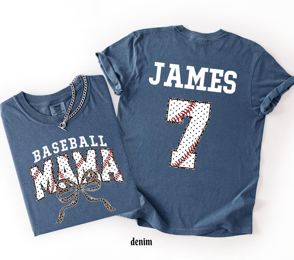 Customized Baseball Mom Comfort Colors Shirt, Personalized Game Day T-Shirt, Your Name Number Baseball Shirt, Baseball Player Sports Mom Tee