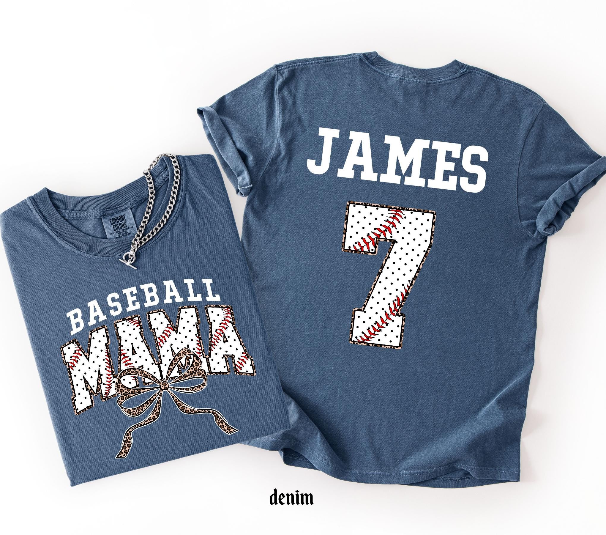 Customized Baseball Mom Comfort Colors Shirt, Personalized Game Day T-Shirt, Your Name Number Baseball Shirt, Baseball Player Sports Mom Tee