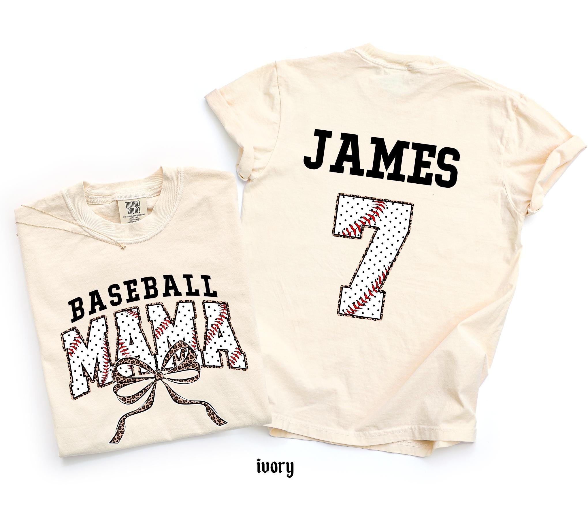 Customized Baseball Mom Comfort Colors Shirt, Personalized Game Day T-Shirt, Your Name Number Baseball Shirt, Baseball Player Sports Mom Tee