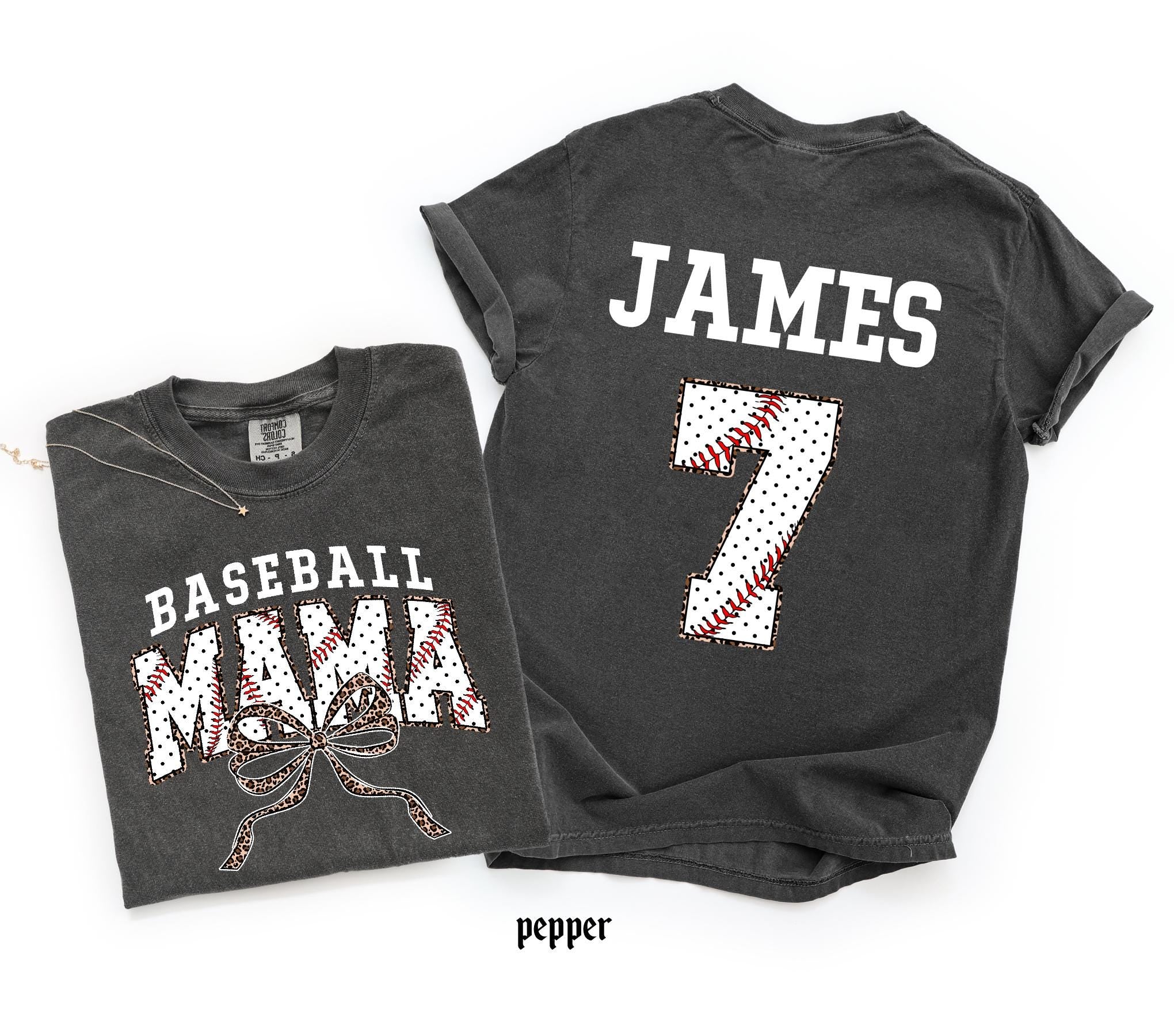 Customized Baseball Mom Comfort Colors Shirt, Personalized Game Day T-Shirt, Your Name Number Baseball Shirt, Baseball Player Sports Mom Tee