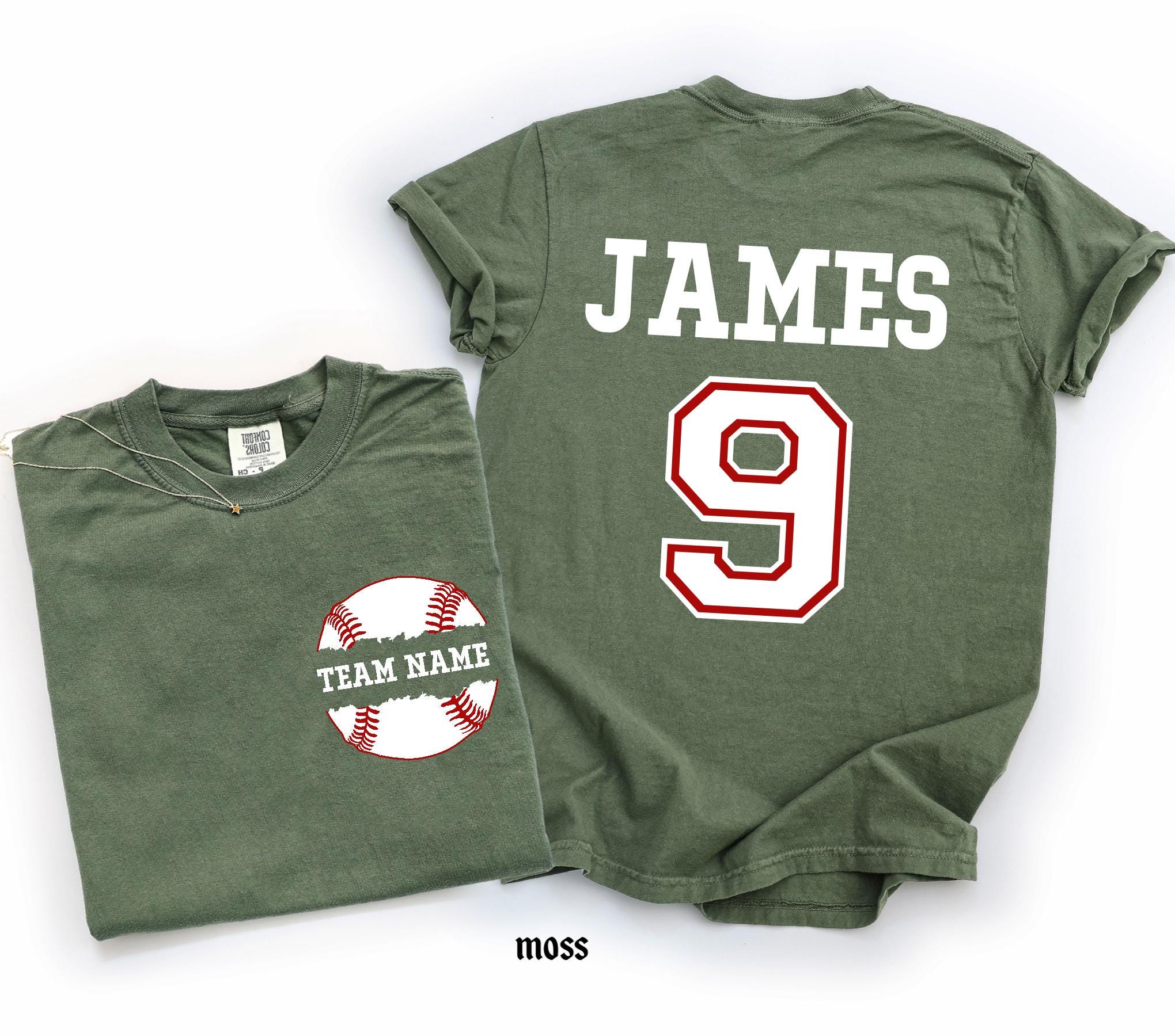 Custom Baseball Number and Name Comfort Colors© T-shirt, Baseball Mom Game Day Tee, Personalized Baseball Player Mascot Jersey