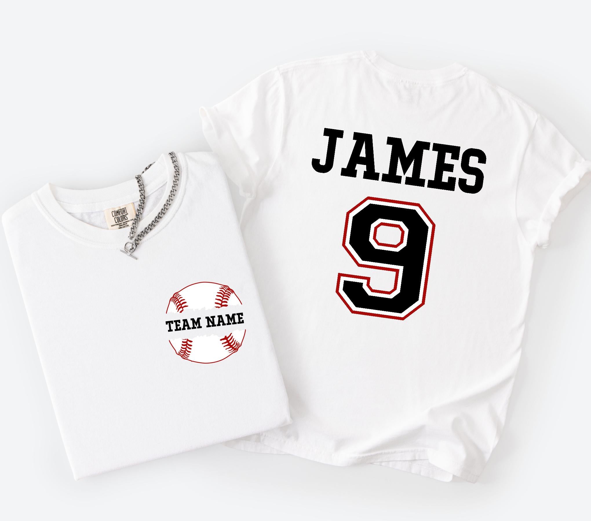 Custom Baseball Number and Name Comfort Colors© T-shirt, Baseball Mom Game Day Tee, Personalized Baseball Player Mascot Jersey