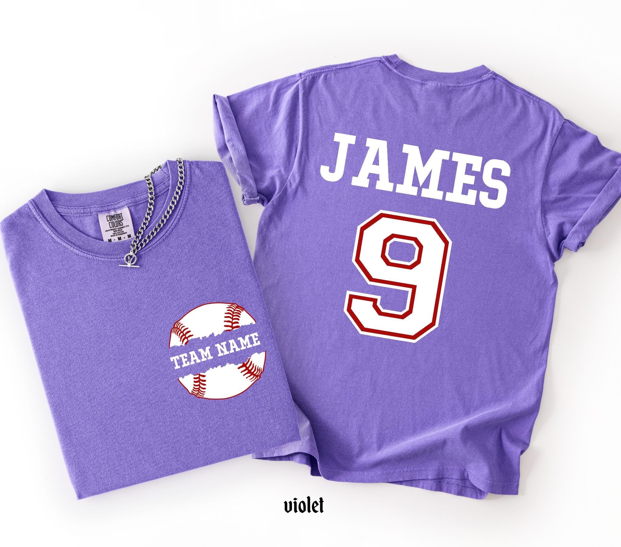 Custom Baseball Number and Name Comfort Colors© T-shirt, Baseball Mom Game Day Tee, Personalized Baseball Player Mascot Jersey