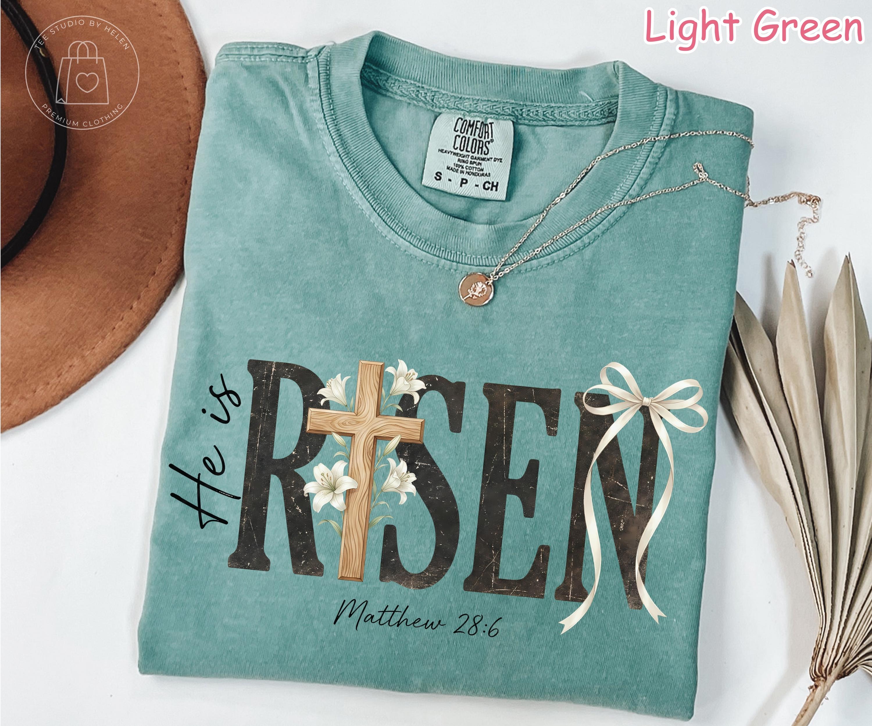Comfort Colors® He Is Risen Shirt, Christian Easter Shirt, Religious Easter Shirt, Faith Based Shirt, Womens Easter Cross T-Shirt, Jesus Tee